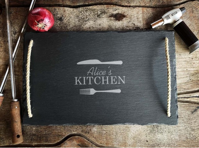 Personalised Large Kitchen Welsh Slate Tray
